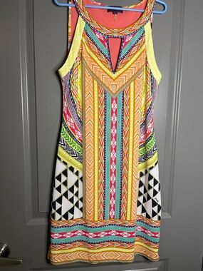 HALE BOB Vibrant Multicolor Geometric Print Tank Dress